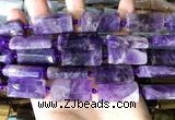 CTB671 14*27mm - 15*28mm faceted flat tube amethyst beads