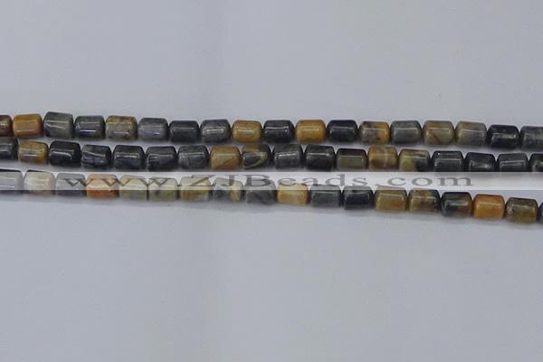 CTB712 15.5 inches 6*8mm tube black picasso jasper beads wholesale