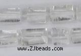 CTB730 15.5 inches 6*10mm - 8*12mm faceted tube white crystal beads