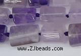 CTB732 15.5 inches 6*10mm - 8*12mm faceted tube amethyst beads