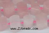 CTB751 15.5 inches 6*10mm - 8*12mm faceted tube rose quartz beads