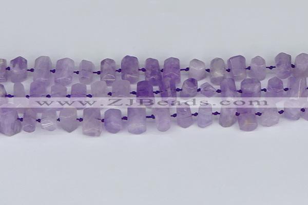 CTB752 15.5 inches 6*10mm - 8*12mm faceted tube lavender amethyst beads