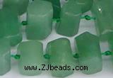 CTB756 15.5 inches 6*10mm - 8*12mm faceted tube green aventurine beads