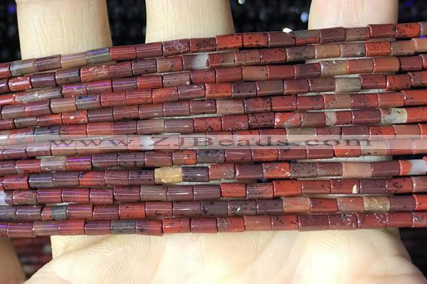 CTB815 15.5 inches 2*4mm tube red jasper beads wholesale