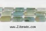 CTB851 13*25mm - 15*28mm faceted flat tube amazonite beads