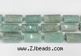 CTB852 13*25mm - 15*28mm faceted flat tube amazonite beads