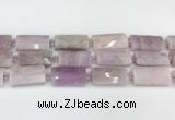 CTB854 13*25mm - 15*28mm faceted flat tube kunzite beads