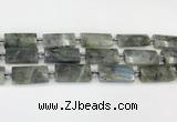 CTB857 13*25mm - 15*28mm faceted flat tube labradorite beads