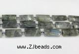 CTB857 13*25mm - 15*28mm faceted flat tube labradorite beads