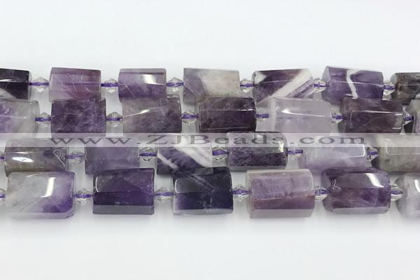 CTB877 13*25mm - 14*19mm faceted tube amethyst beads