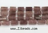 CTB880 13*25mm - 14*19mm faceted tube strawberry quartz beads