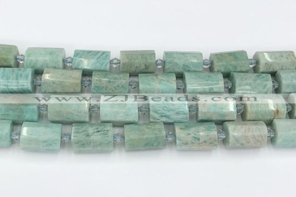 CTB882 13*25mm - 14*19mm faceted tube amazonite beads