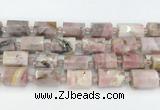 CTB883 13*25mm - 14*19mm faceted tube pink opal beads