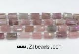 CTB885 13*25mm - 14*19mm faceted tube Madagascar rose quartz beads