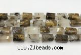 CTB892 15.5 inches 13*25mm - 14*19mm faceted tube scenic quartz beads