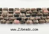 CTB895 15.5 inches 10*14mm faceted tube rhodonite gemstone beads