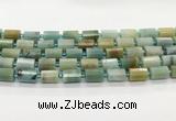 CTB897 15.5 inches 10*14mm faceted tube amazonite beads wholesale