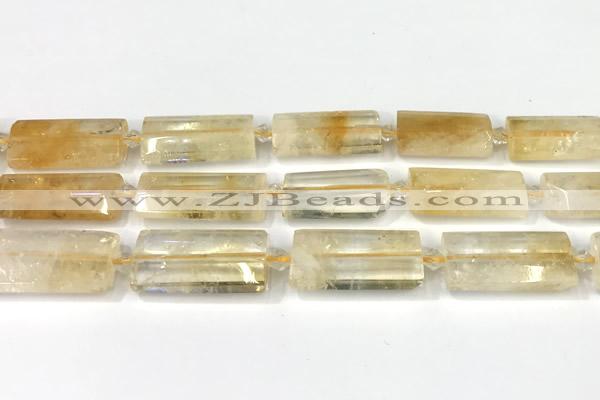 CTB918 13*25mm - 15*28mm faceted flat tube citrine beads