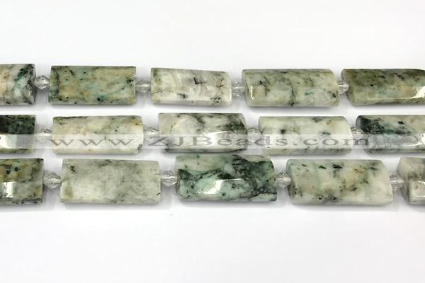 CTB924 13*25mm - 15*28mm faceted flat tube jade beads