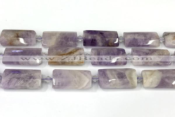 CTB925 13*25mm - 15*28mm faceted flat tube lavender amethyst beads