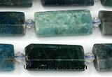 CTB932 13*25mm - 15*28mm faceted flat tube apatite beads