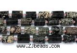 CTB954 15 inches 13*25mm - 14*19mm faceted tube snowflake obsidian beads