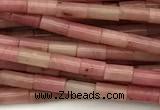 CTB988 15 inches 2*4mm tube pink wooden jasper beads