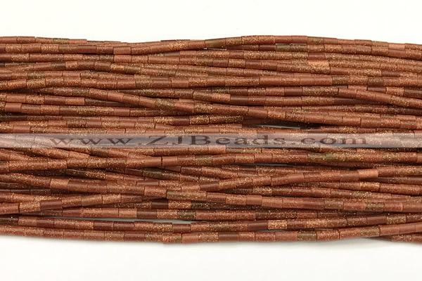 CTB989 15 inches 2*4mm tube goldstone beads