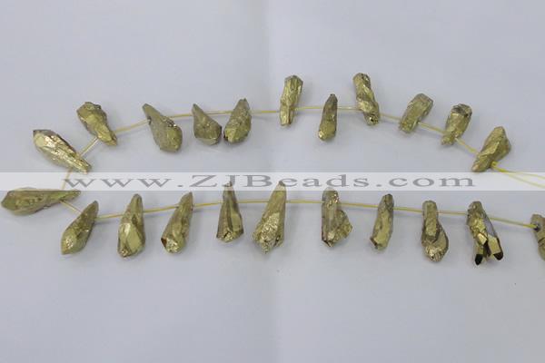 CTD1111 Top drilled 8*25mm - 10*30mm nuggets plated quartz beads