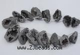 CTD1175 Top drilled 25*30mm - 35*40mm freeform plated druzy quartz  beads