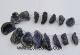 CTD1177 Top drilled 25*30mm - 35*40mm freeform plated druzy quartz  beads