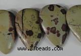 CTD12 Top drilled 22*30mm flat teardrop artistic jasper beads