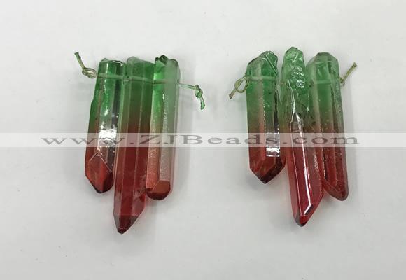 CTD1223 Top drilled 7*30mm - 9*45mm sticks plated quartz beads