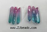 CTD1224 Top drilled 7*30mm - 9*45mm sticks plated quartz beads