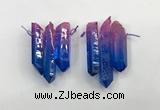 CTD1226 Top drilled 7*30mm - 9*45mm sticks plated quartz beads