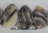 CTD15 Top drilled 22*30mm flat teardrop zebra jasper beads