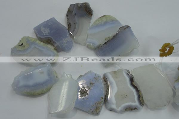 CTD1515 Top drilled 30*45mm - 35*60mm freeform blue lace agate slab beads