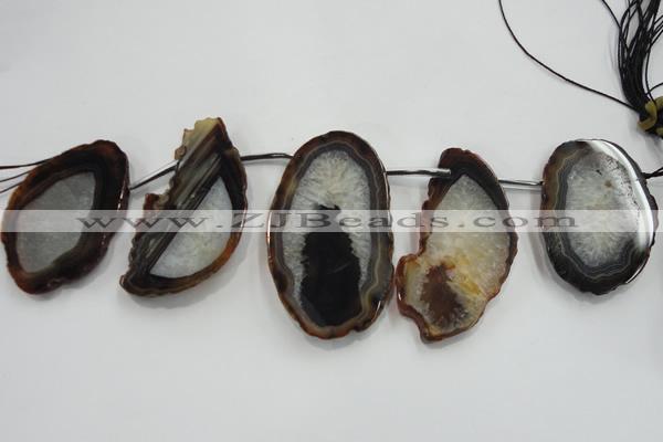 CTD1531 Top drilled 30*55mm - 40*65mm freeform agate slab beads