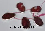 CTD1577 30*45mm - 35*50mm freeform agate beads with brass setting