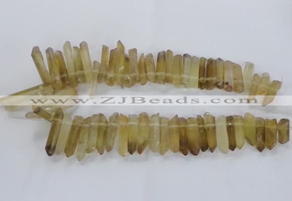 CTD1592 Top drilled 6*20mm - 8*45mm sticks lemon quartz beads