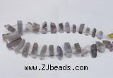 CTD1594 Top drilled 8*25mm - 9*25mm sticks druzy amethyst beads