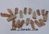 CTD1609 Top drilled 13*25mm - 15*45mm freeform plated druzy quartz beads