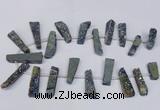 CTD1611 Top drilled 13*25mm - 15*45mm freeform plated druzy quartz beads