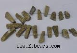 CTD1612 Top drilled 13*25mm - 15*45mm freeform plated druzy quartz beads