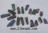 CTD1614 Top drilled 13*25mm - 15*45mm freeform plated druzy quartz beads