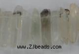 CTD1661 Top drilled 6*18mm - 8*35mm sticks green phantom quartz beads