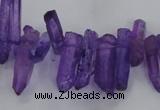 CTD1692 Top drilled 5*15mm - 7*35mm sticks dyed white crystal beads