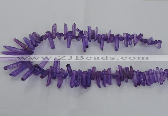 CTD1692 Top drilled 5*15mm - 7*35mm sticks dyed white crystal beads