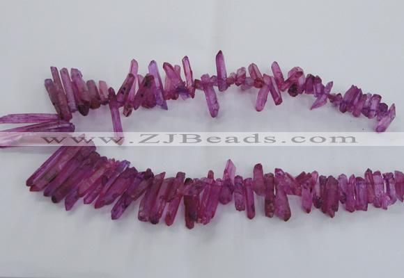 CTD1694 Top drilled 5*15mm - 7*35mm sticks dyed white crystal beads