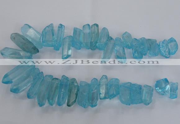 CTD1706 Top drilled 10*15mm - 15*35mm sticks dyed white crystal beads